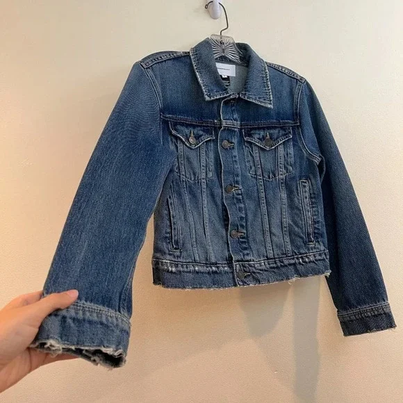 Current Elliot The Baby Trucker Blue Designer Classic Casual Denim Jean Jacket M - Picture 4 of 11